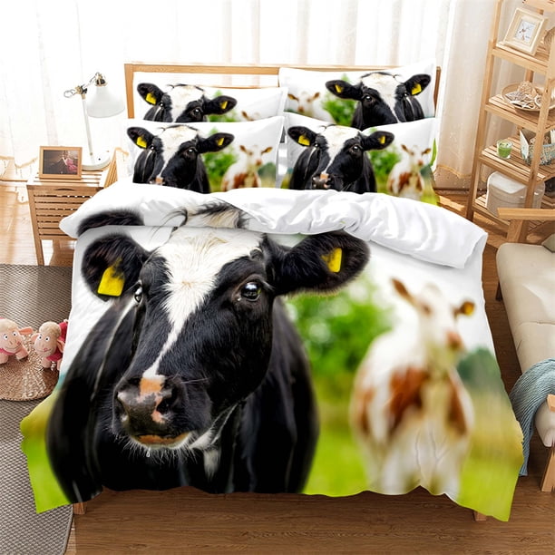 Cows Bedding 3-piece Digital Printing Cartoon Plain Weave Craft For North America And Europe Bedding Set Bed Sheets