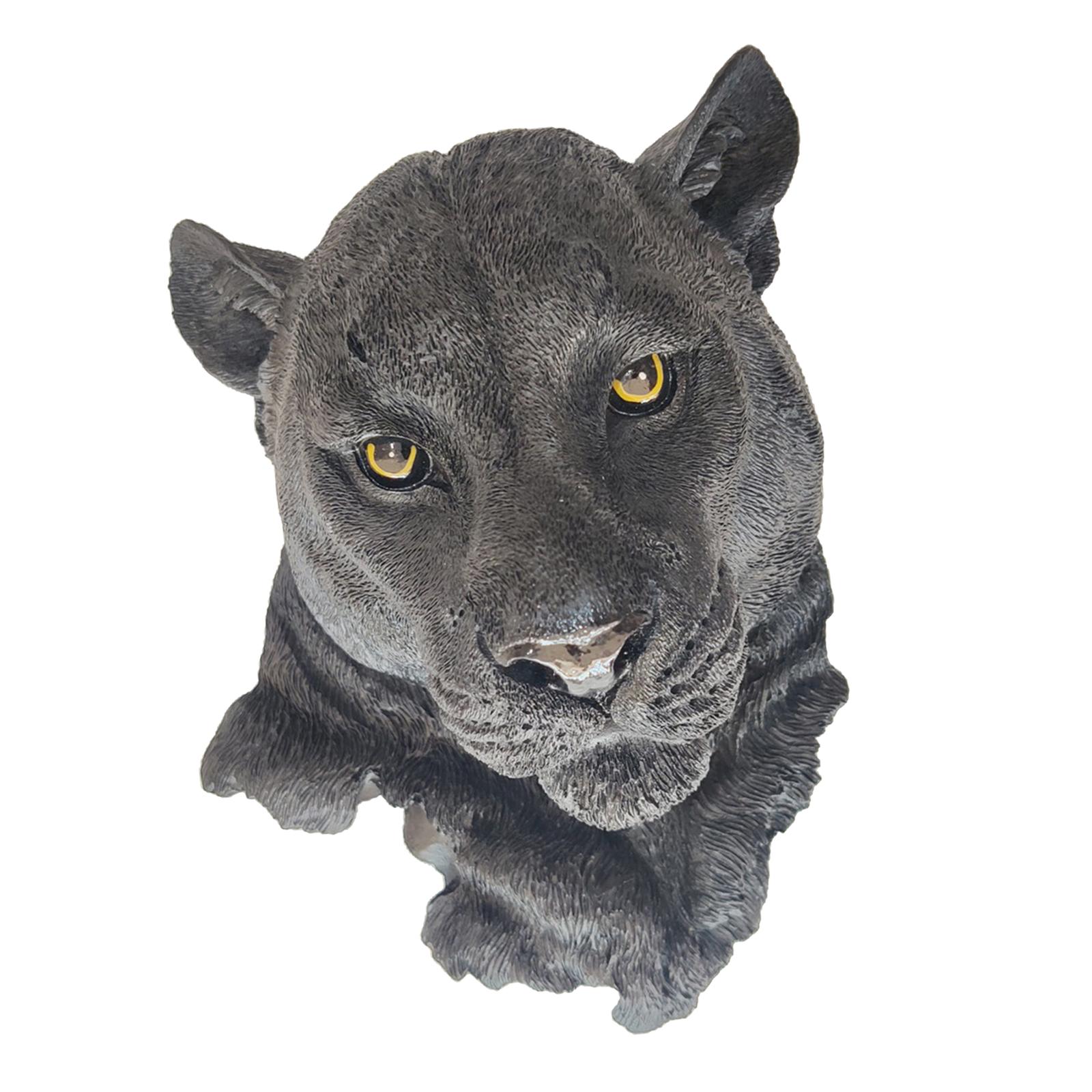 Magideal - Estatua De Cabeza De Animal, Artesanías Artísticas De Montaje En Pared De Resina, Figuritas 3D Falsas Para Decoración De Centro De Mesa De Habitación , Pantera Negra