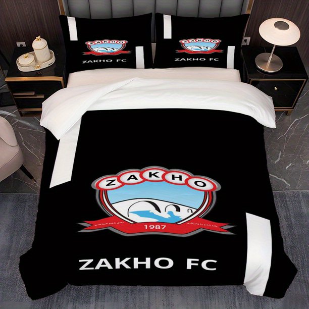 3pcs Zaho FC Team Logo Shows Mountains And Rivers Theme Print Three-Piece Bedding Set Soft Duvet Cover And Two Pillowcases