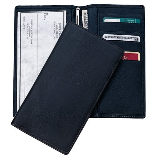 Cartera tipo chequera Royce con bloqueo RFID, negra