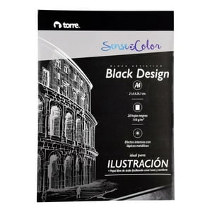 Block Artístico Black A4, 20H Negras, Sense Of Color. Torre Negro