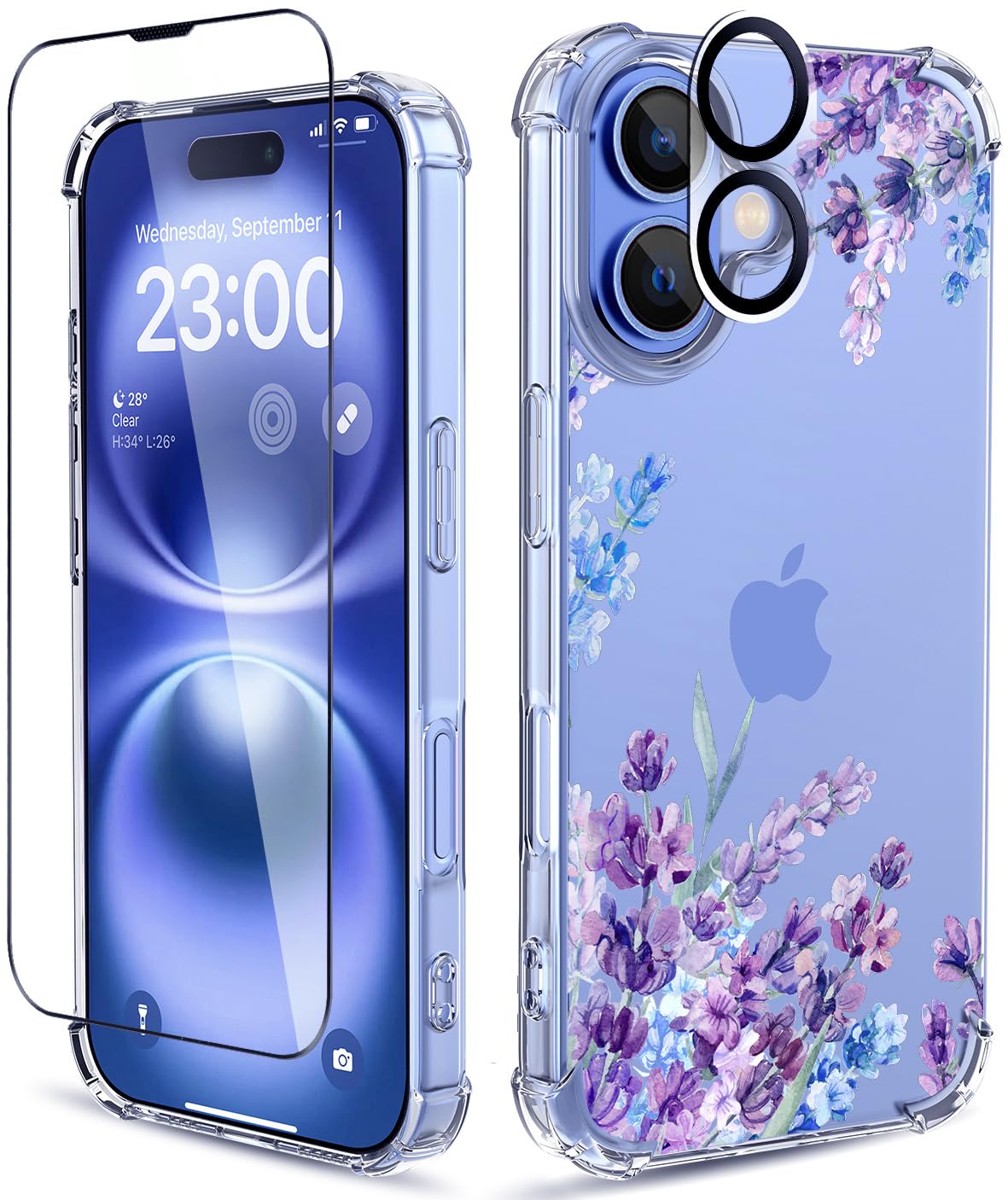 Funda Ilnehc Iphone 16 6.1 Floral Transparente