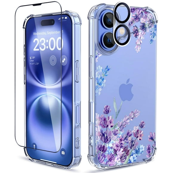 Funda Ilnehc iPhone 16 6.1 Floral Transparente