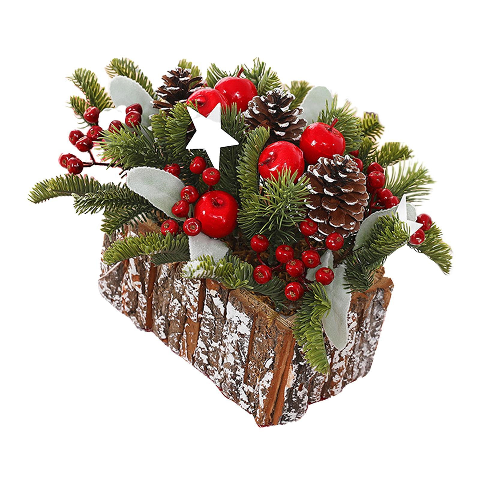 Bothyi - Centro De Mesa Navideño Plantas Artificiales Navideñas Para El Escritorio Del Hogar Regalo De Navidad Frutos Rojos