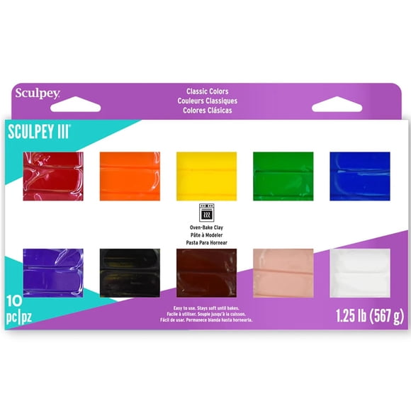 Arcilla polimérica Sculpey III Classics, 10 x 30 ml, no tóxica, 10 colores