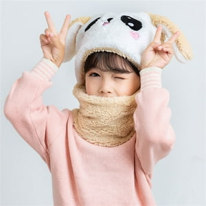 El Edén - Gorro Con Cuello Para Niño/A Diseño Conejo, Invierno Talla M Café Claro
