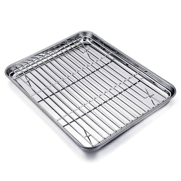 Bandeja para hornear TeamFar 32 × 24 × 2,5 cm con rejilla de enfriamiento