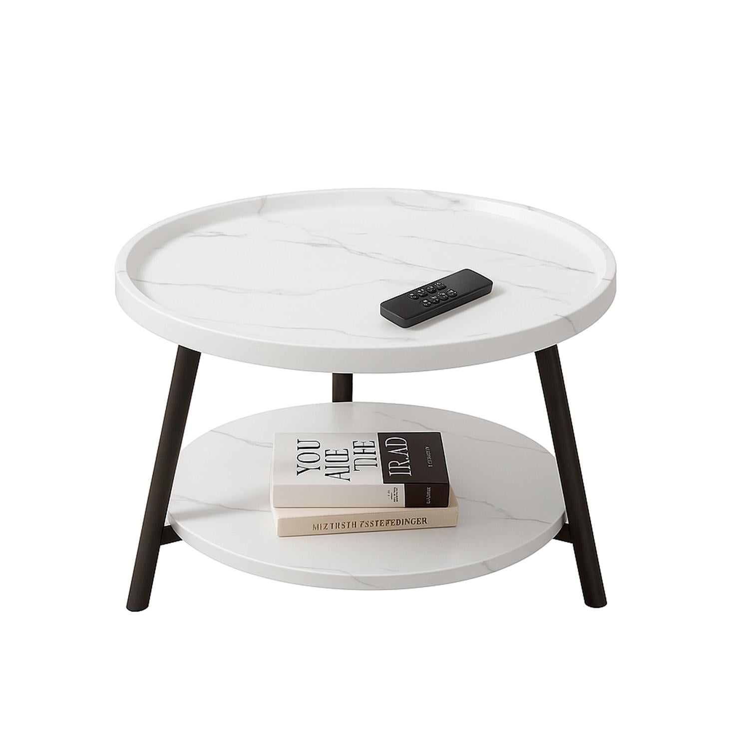 Global Latin Group - Mesa De Centro Con Doble Nivel Perfecta Para Organizar Y Decorar Blanco