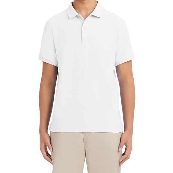 Polo Izod de manga corta en piqué para hombre, color blanco, talla 38-39