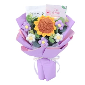 Bothyi - Ramo De Flores De Ganchillo Terminado, Ramo De Mesa Elegante Terminado, Centro De Mesa, Color Morado