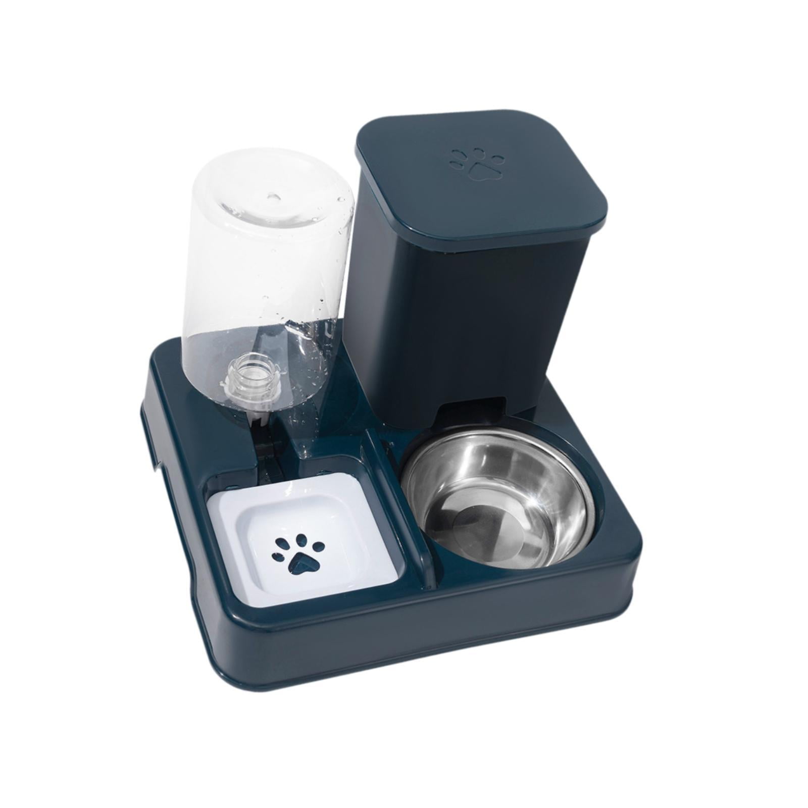 Ioensy - Comedero Automático Para Gatos 2 En 1 Comedero Y Dispensador De Agua Para Gatitos Perros Conejitos Azul Oscuro