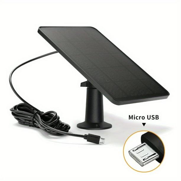 Never Run Out of Power with Our 1pc Solar Panel Charger for IP Surveillance Camera and Wireless Doorbell - 5V Micro USB Charging Output