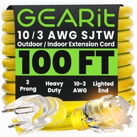 Cable De Extensión Gearit De 100 Pies, Calibre 10/3, 15 A, 125 V, Sjtw, Amarillo
