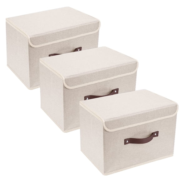 Cajas de almacenamiento plegables TYEERS con tapas, paquete de 3 unidades, almacenamiento de tela