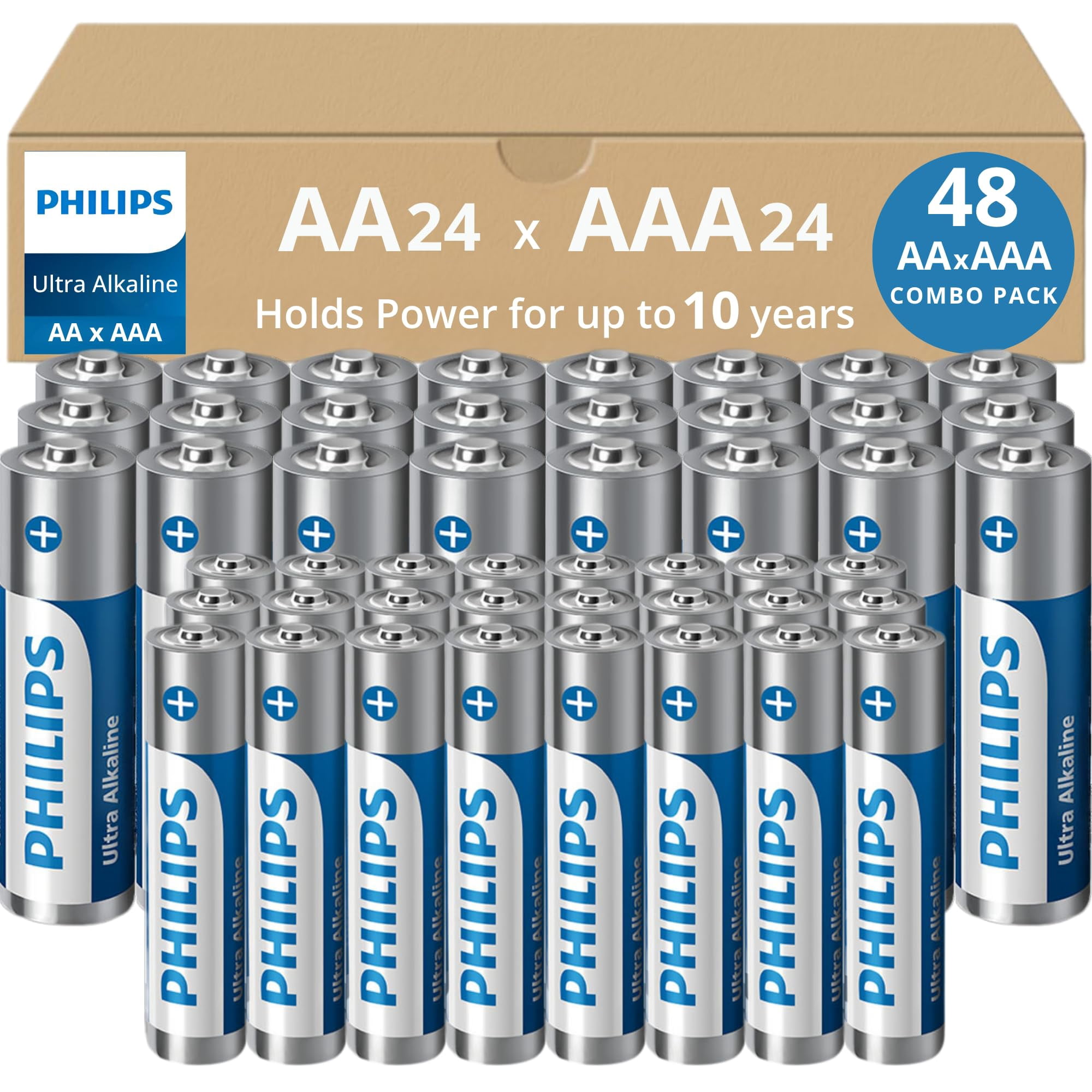 Batería Philips Ultra Alcalina Aa Y Aaa, Paquete De 48 Unidades