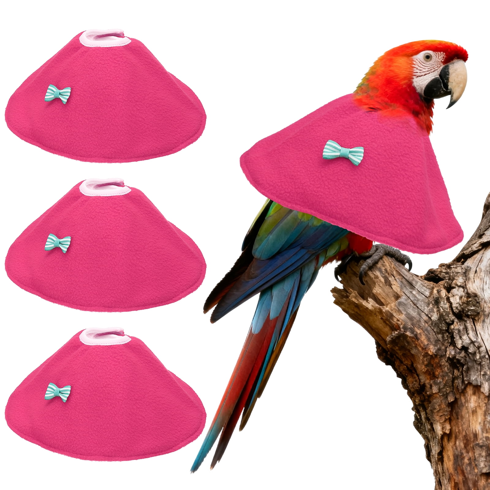 Collares para Aves Uxcell, Collar Cónico Protector de Recuperación, Conos Ajustables Suaves Anti-Mordeduras para Cuello de Plumas (Rosa, XL, 3 Piezas)