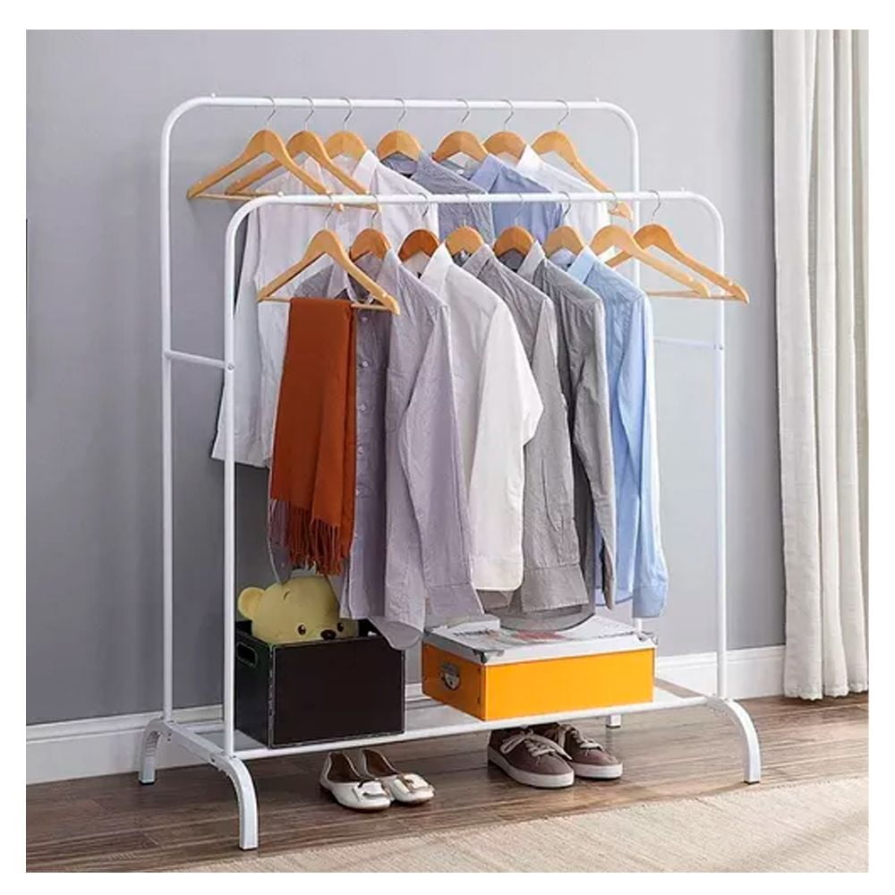 Irm - Perchero Organizador De Ropa Doble Color Blanco De Metal
