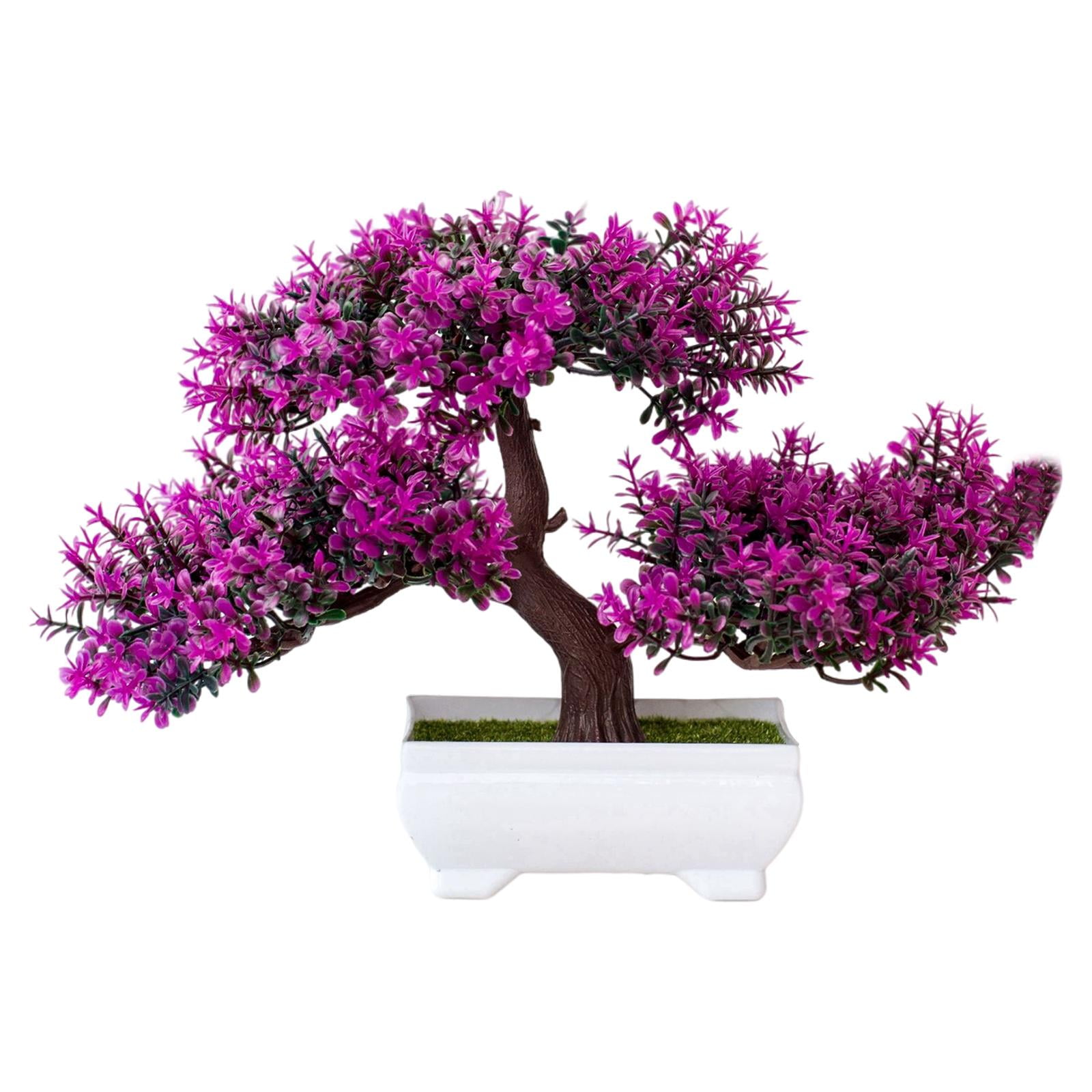 Magideal - Árbol De Bonsái Artificial Decoración De Plantas Falsas Casa De Árbol En Maceta Planta De Bonsái Para La Decoración Para Hogar Interior Oficina Rojo Púrpura