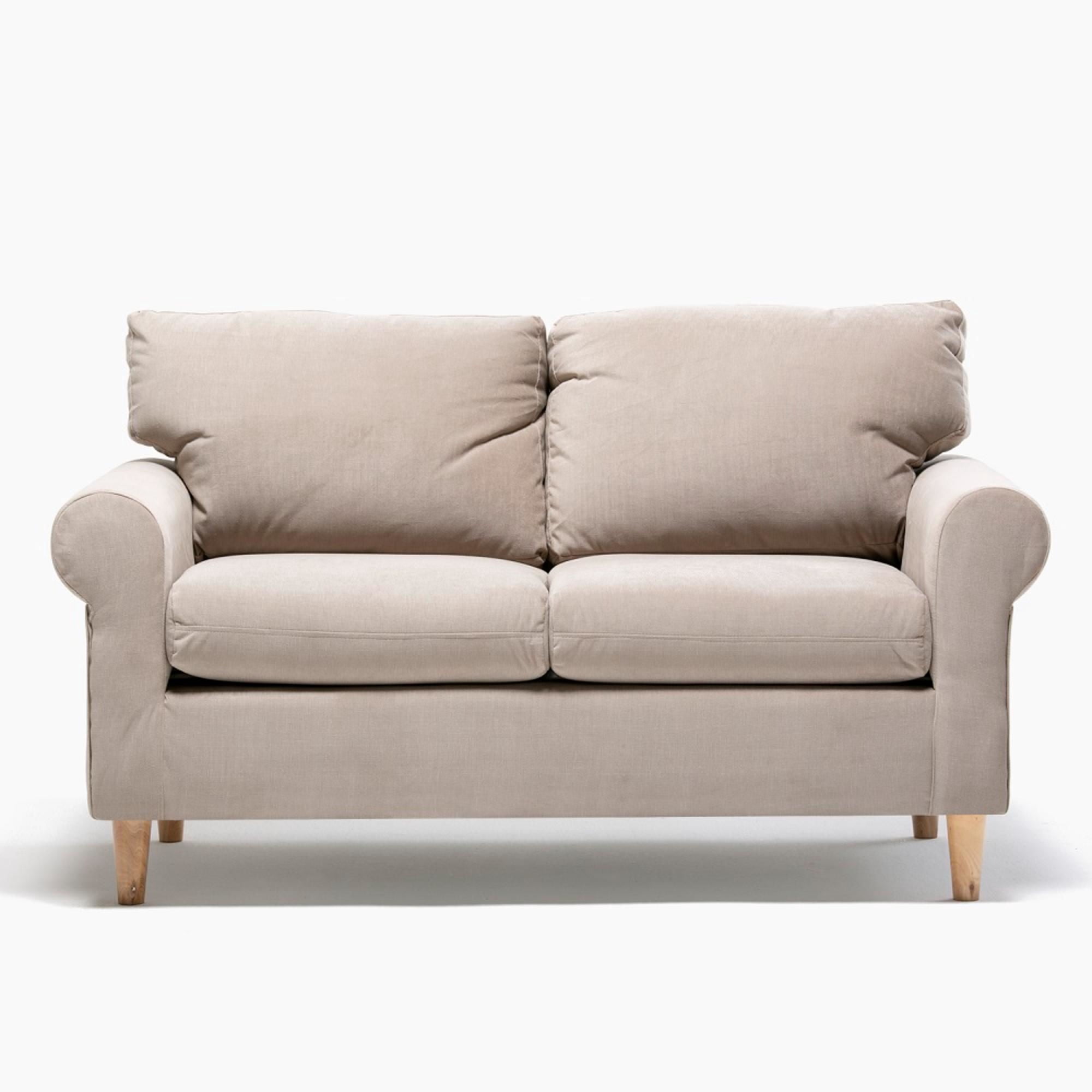 Kea - Sofá Retro 2 Cuerpos Tela Beige