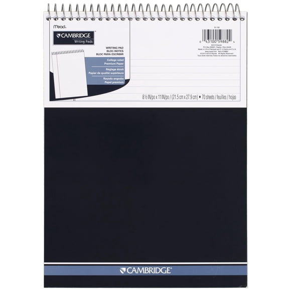 Cuaderno Cambridge Business 59882, 8,5 x 11 cm, 70 hojas, azul marino