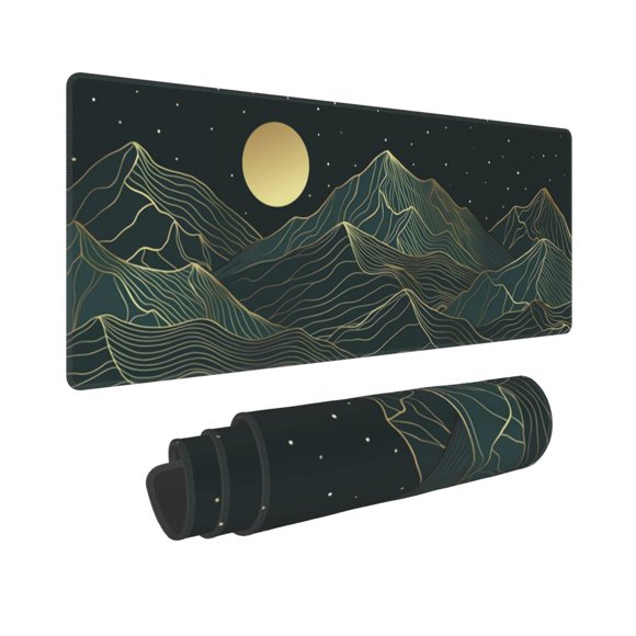Alfombrilla de ratón para juegos XL Extended Golden Mountain Line Moon