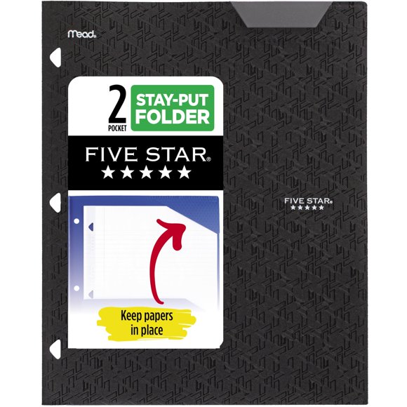 Carpeta Five Star de 2 Bolsillos Negra 21,6 × 27,9 cm