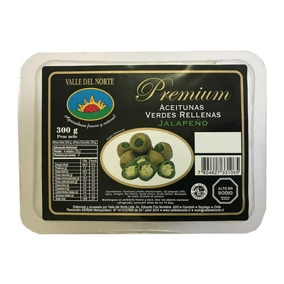 Aceitunas Premium Rellenas Con Jalapeño 300 G Valle Del Norte