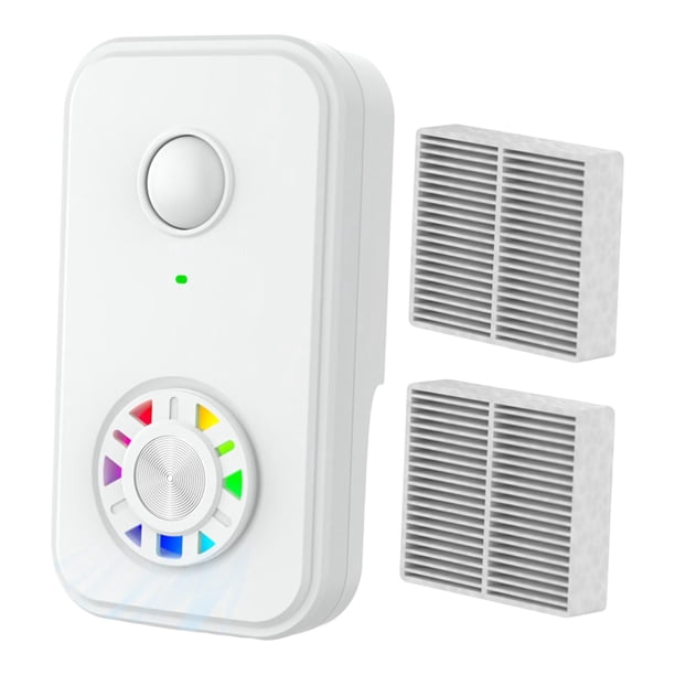 Purificador enchufable, purificador de olores, silencioso, compacto, filtro HEPA, ventilador, filtro de para dormitorio, sala de estar, baño, Blanco