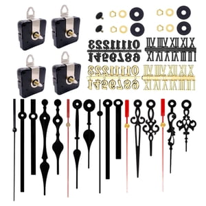 Bothyi - 4 Piezas De Reloj De Pared De Cuarzo, Kit De Movimiento, Herramienta De Reparación Con Manecillas Grandes, Color Negro