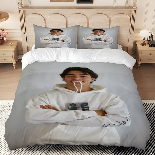 3pcs MB-barton Sweatshirt Youthful Style Digital Print Set Polyester Light Beige-Friendly Fabric
