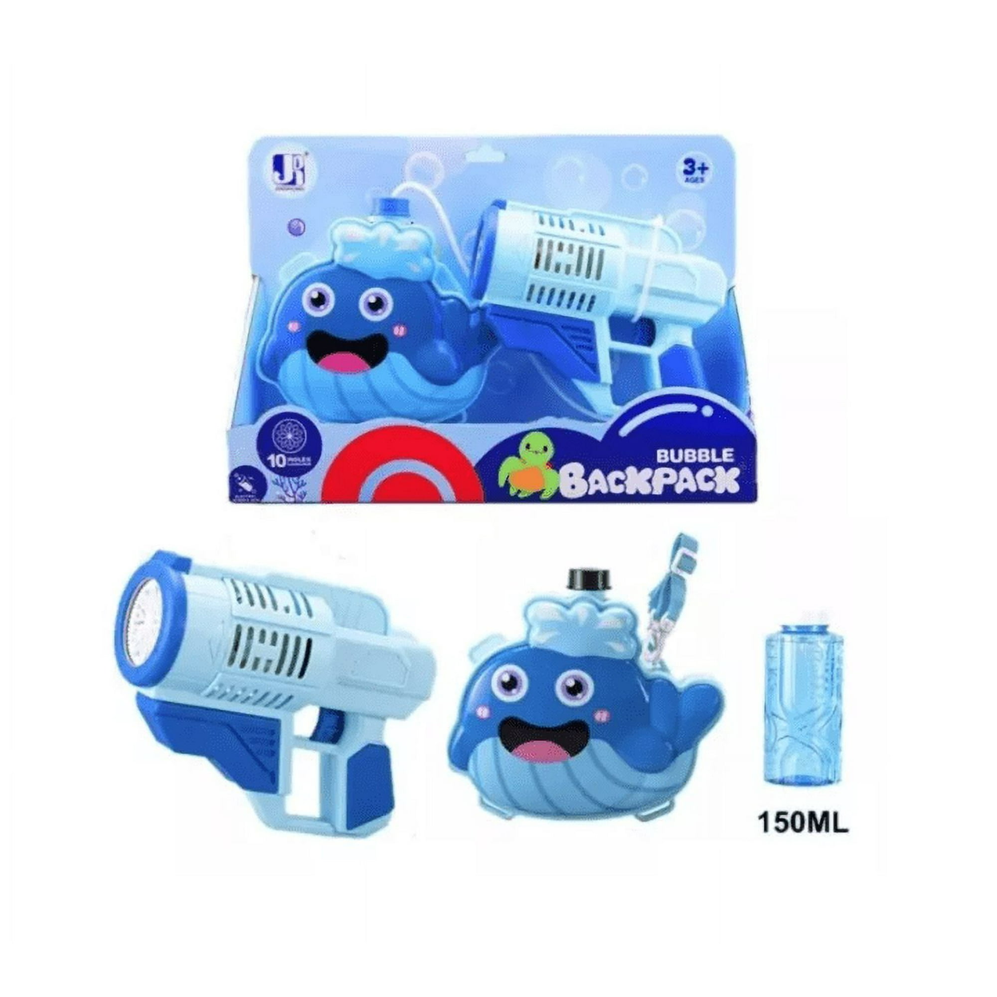 Genérico - Pistola Mochila Lanza Burbujas Ballena Azul + 1 Carga