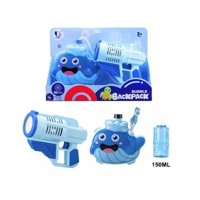 Genérico - Pistola Mochila Lanza Burbujas Ballena Azul + 1 Carga
