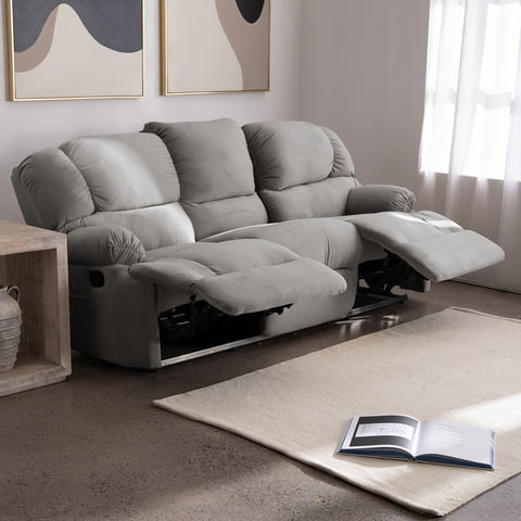 Latam Home - Bergere Perugia Reclinable 3 Cuerpos Tela Velvet Gris