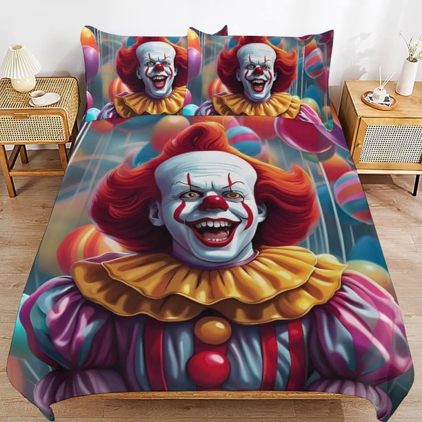 Pennywise Bedding Set Duvet Cover Comfortable and Lightweight Cartoon Bedding 3 Piece Bed Set