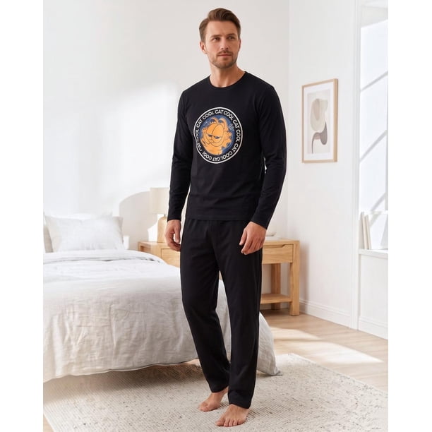 Pijama Hombre Algodón Estampado Garfield Negro negro XL