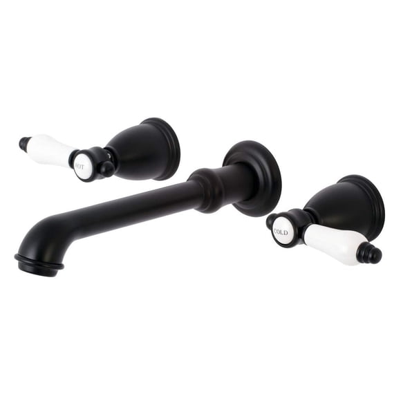Faucet Kingston Brass Bel-Air - Soporte de pared con 2 manijas, color negro mate