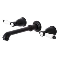 Faucet Kingston Brass Bel-Air - Soporte De Pared Con 2 Manijas, Color Negro Mate