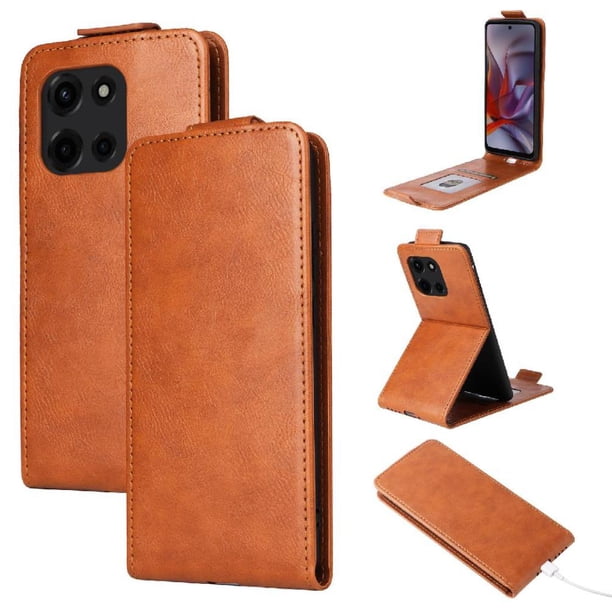 Funda tipo folio para Motorola Edge 60 Fusion con soporte magnético y protección para la cámara Marrón