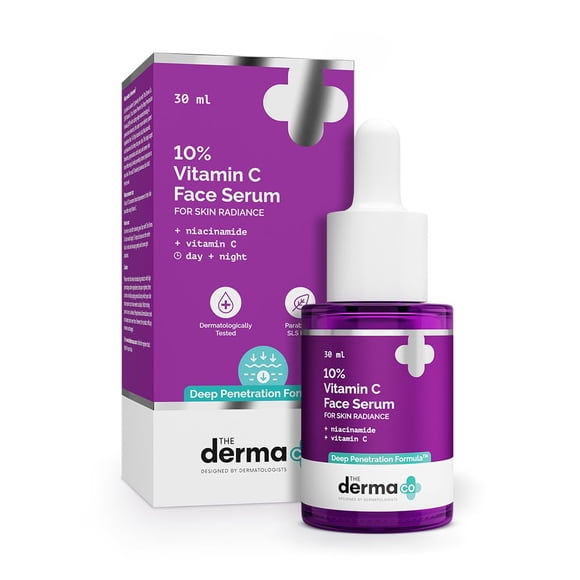 Sérum facial The Derma Co con 10% de vitamina C que restaura el brillo, 30 ml