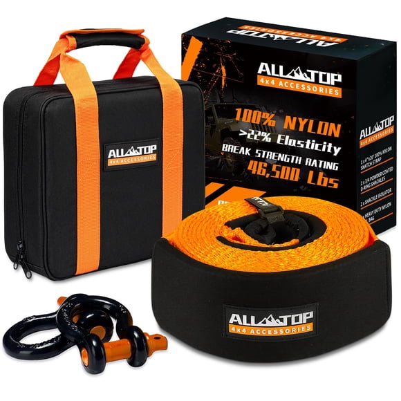 Cinta de remolque ALL-TOP 6 m x 10 cm 46 500 libras de nailon 2 grilletes