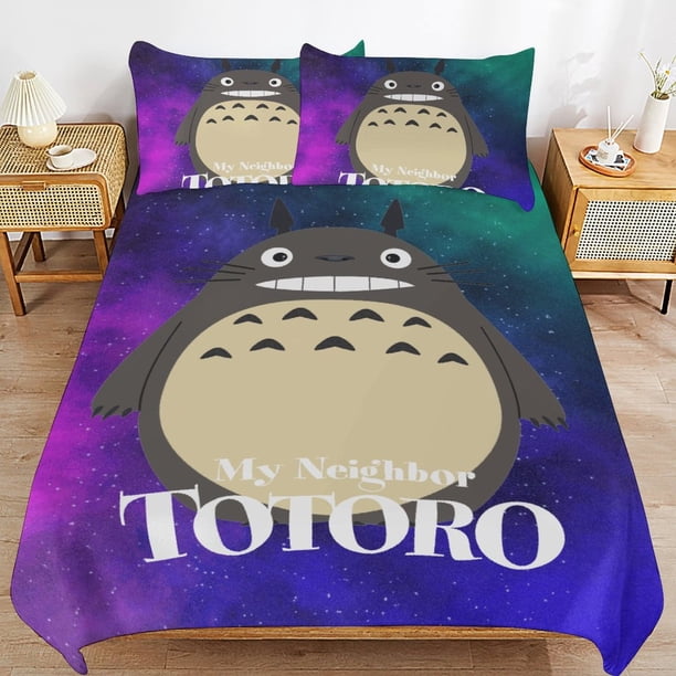 x351 My Neighbor Totoro Bed Duvet Cover Microfiber Bedding Sets 3D Printed Lightweight 3 Piece Comforter Sets, 1 Duvet Cover And 2 Pillow Shams for Kids Boys Girls 90"x90" jn351