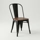 thumbnail image 1 of Silla Comedor Tolix De Metal Negra Con Asiento De Madera Oscura, 1 of 8