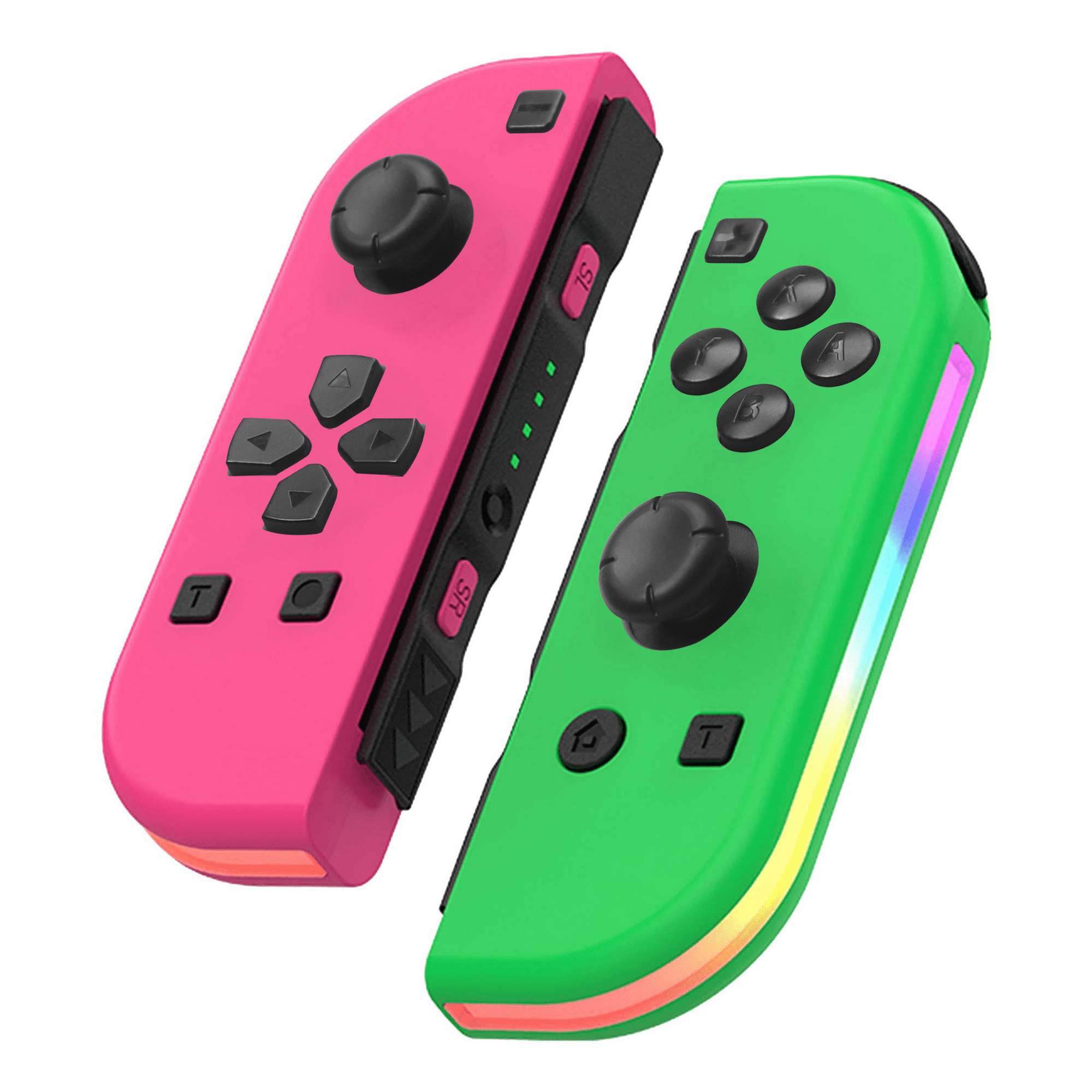 Genérico - Joypad Para Nintendo Switch/oled - Mando Con Luces Rgb, Vibración Dual Y Función Turbo - Colores Rosa Y Verde
