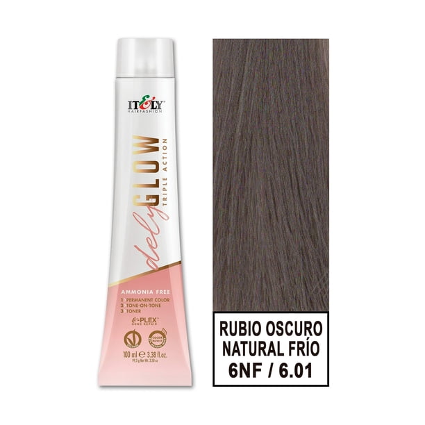 Tintura Permanente Sin Amoniaco Delyglow 100ml (Rubio Oscuro Natural Frio 6.01 6NF)