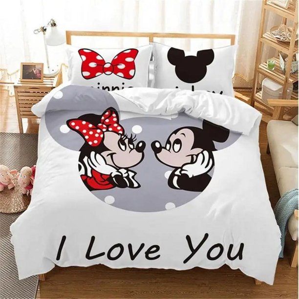 Mickey queen comforter set Minnie bedding comforter set bedroom decoration 3D cartoon printing bed set Children's gift Bed Sheets