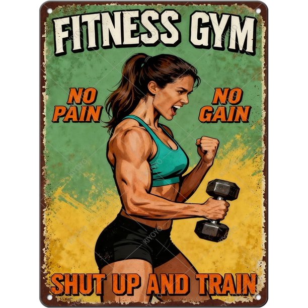 Letrero sala gimnasio terapia fitness vintage metal estaño hierro pintura decoración pared hogar club cueva hombre 30x20 cm