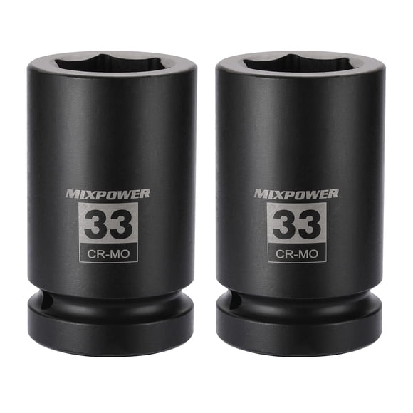 Caja de vaso de impacto MIXPOWER 33 mm, entrada de 1 pulgada, 6 puntos, juego de 2 piezas