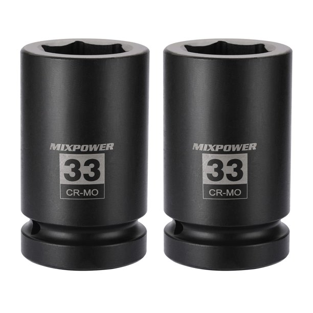 Caja de vaso de impacto MIXPOWER 33 mm, entrada de 1 pulgada, 6 puntos, juego de 2 piezas
