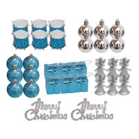 Bothyi - 32 Adornos Colgantes Para Árbol De Navidad, Decoración Navideña Para Aniversario, Patio, Vacaciones, Color Plateado Y Azul