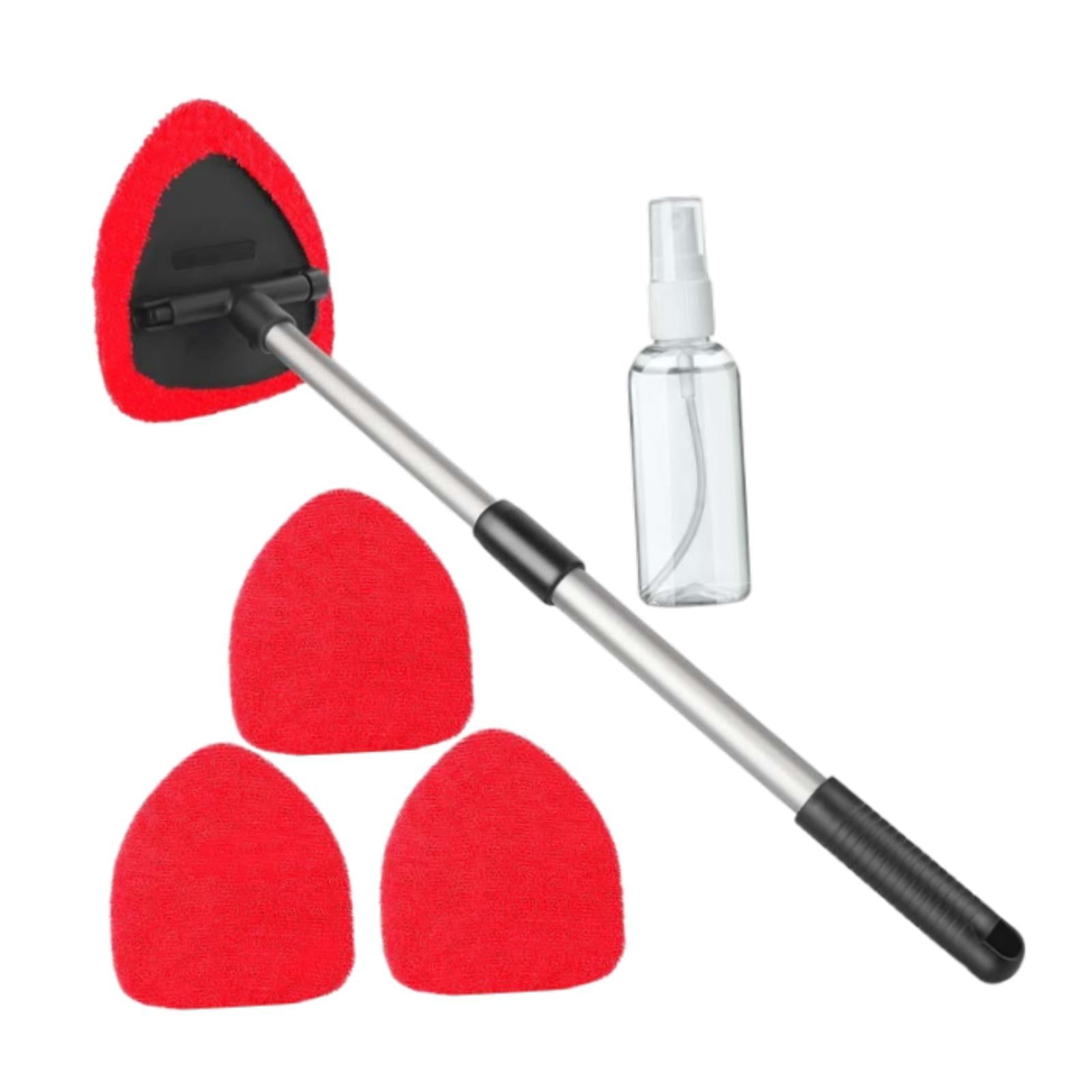 Magideal - Kit De Herramientas De Limpieza Del Parabrisas De Automóvil Manija Extensible Versátil Para La Varilla De Aluminio Exterior Interior Del Automóvil Con Almohadillas Rojas